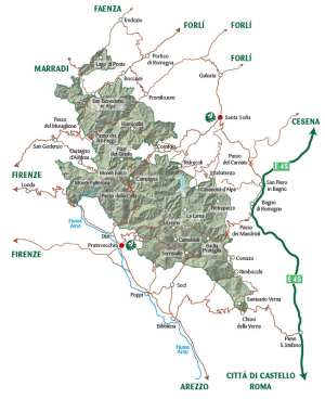 camper sosta week end modigliana romagna foreste casentino mappa