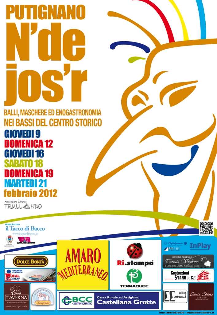 �Putignano N�de Jos�r� � balli, maschere ed enogastronomia nei bassi del centro storico.