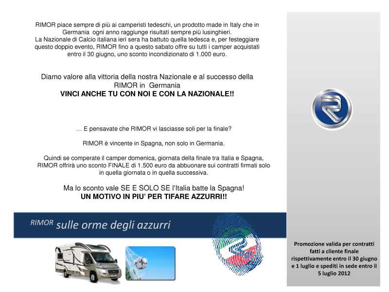 camper rimor autocaravan campionato europeo italia spagna