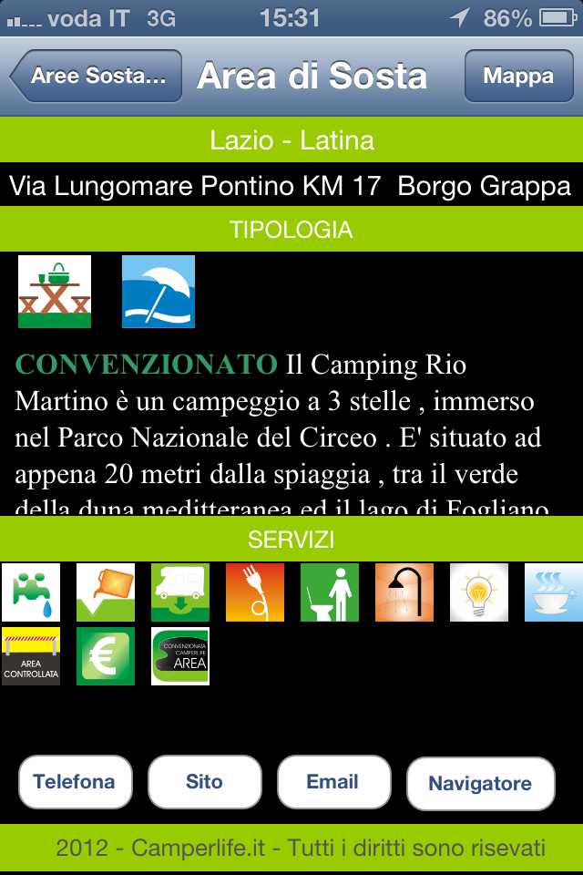 camperlife App aree di sosta