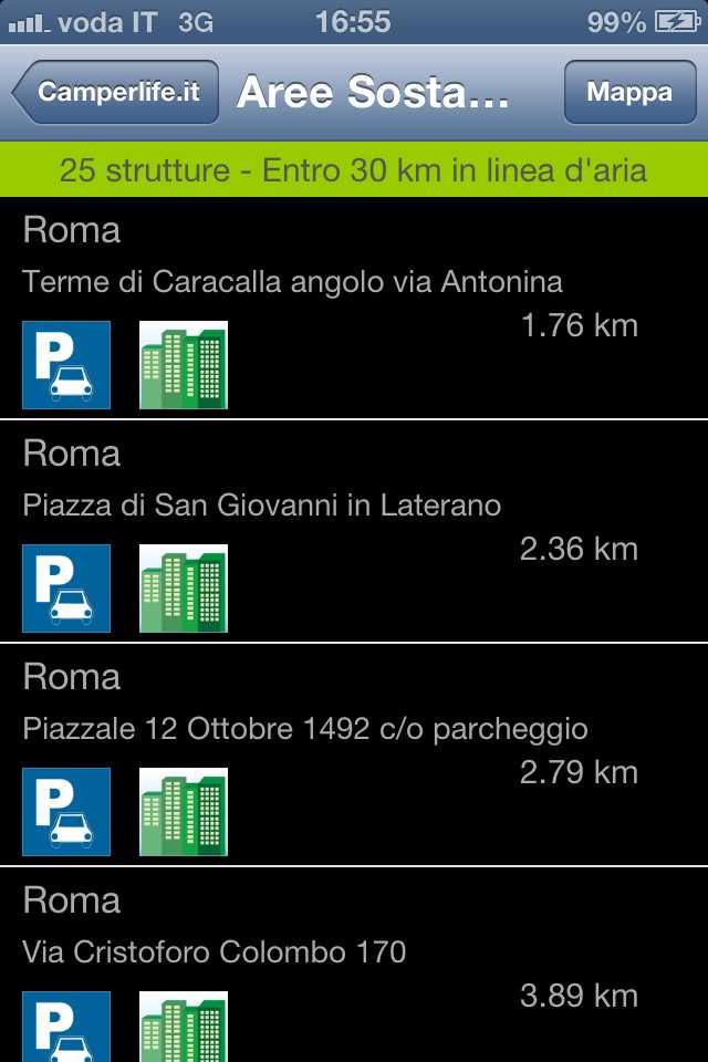 camperlife App aree di sosta