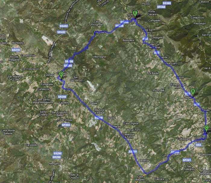 La mappa dell'itinerario